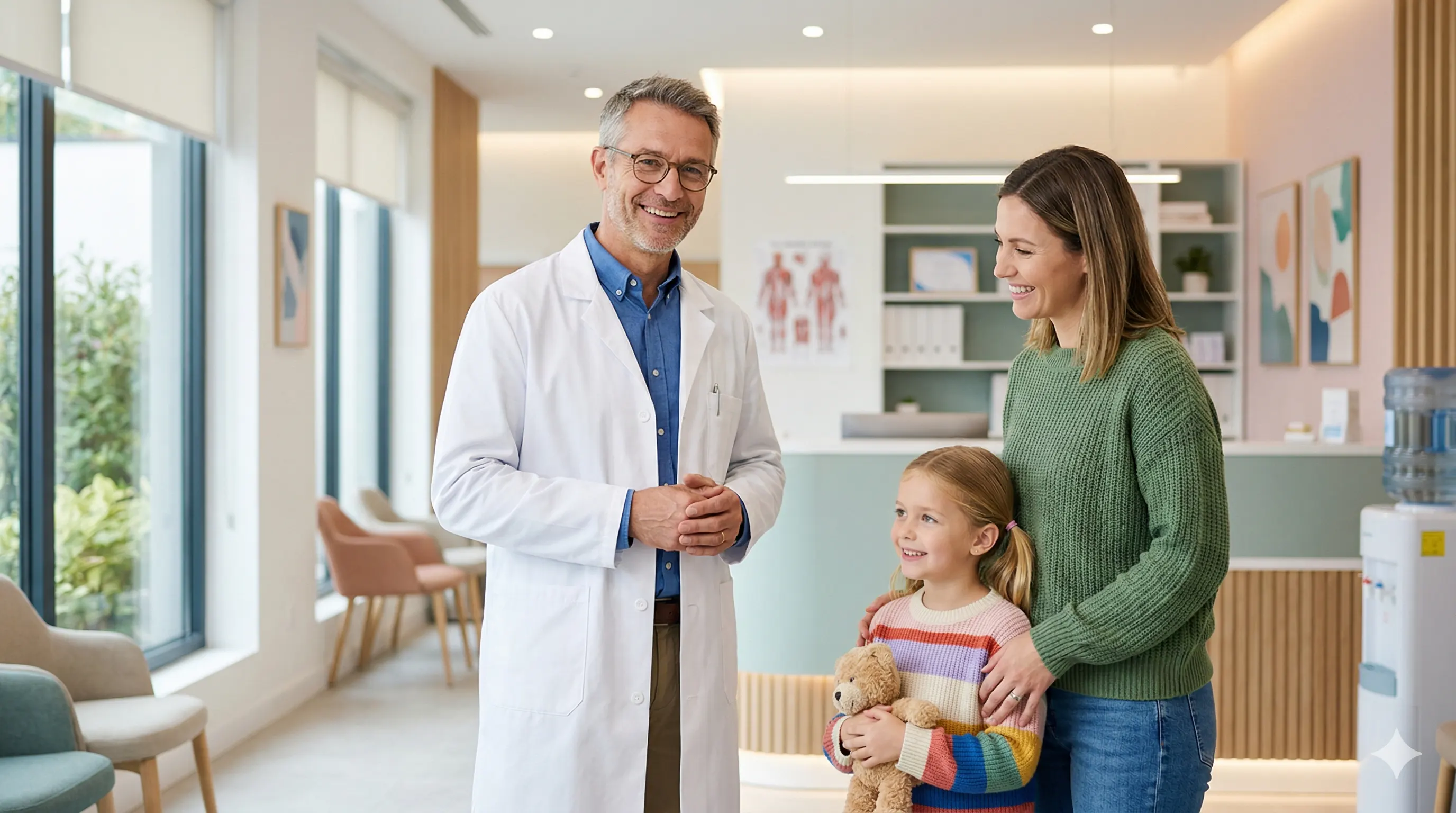 Doctor with happy patients